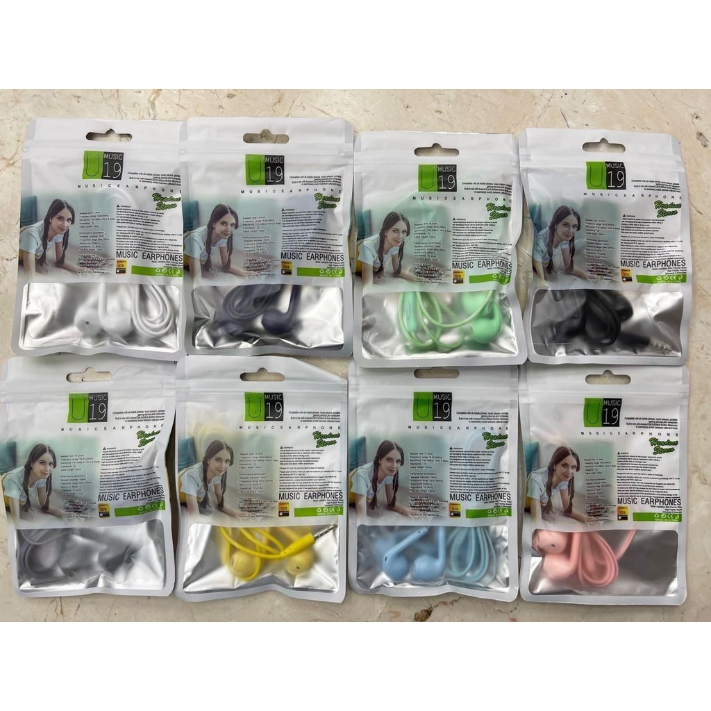 HEADSET MACARON U19 Hifi Stereo Extra Bass Handsfree Colorfull 3.5mm earphone