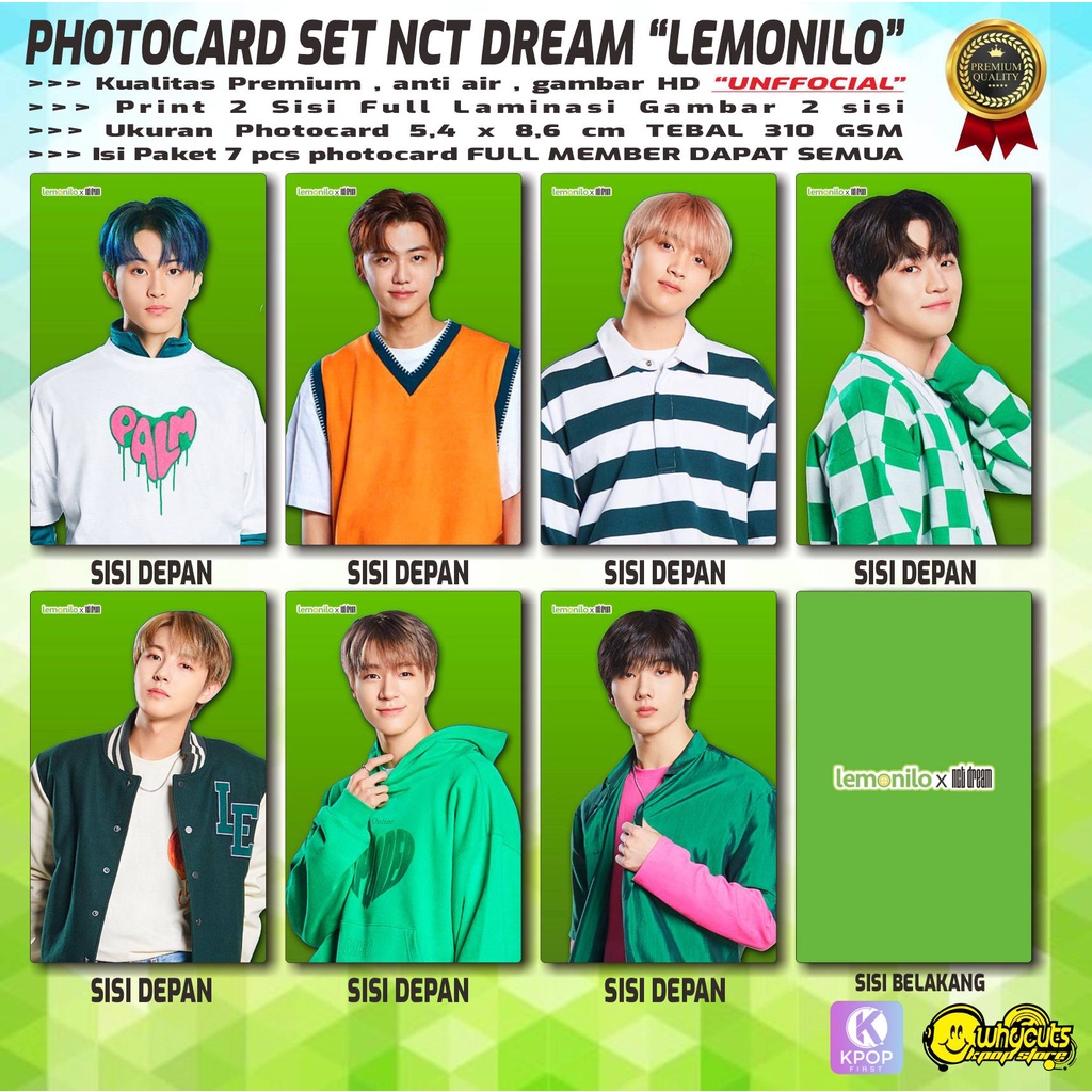 PHOTOCARD UNOFFICAL PREMIUM NCT DREAM BEAT BOX / FULL SET 7 PCS / PRINT 2 SISI LAMINASI SUPER GLOSSY