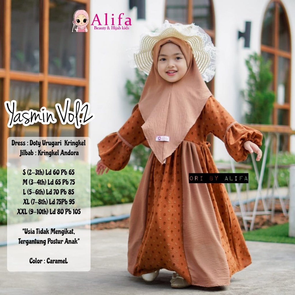 [Bayar Ditempat] YASMIN KIDS VOL 2 DRESS SYARI ANAK FREE HIJAB ALIFA