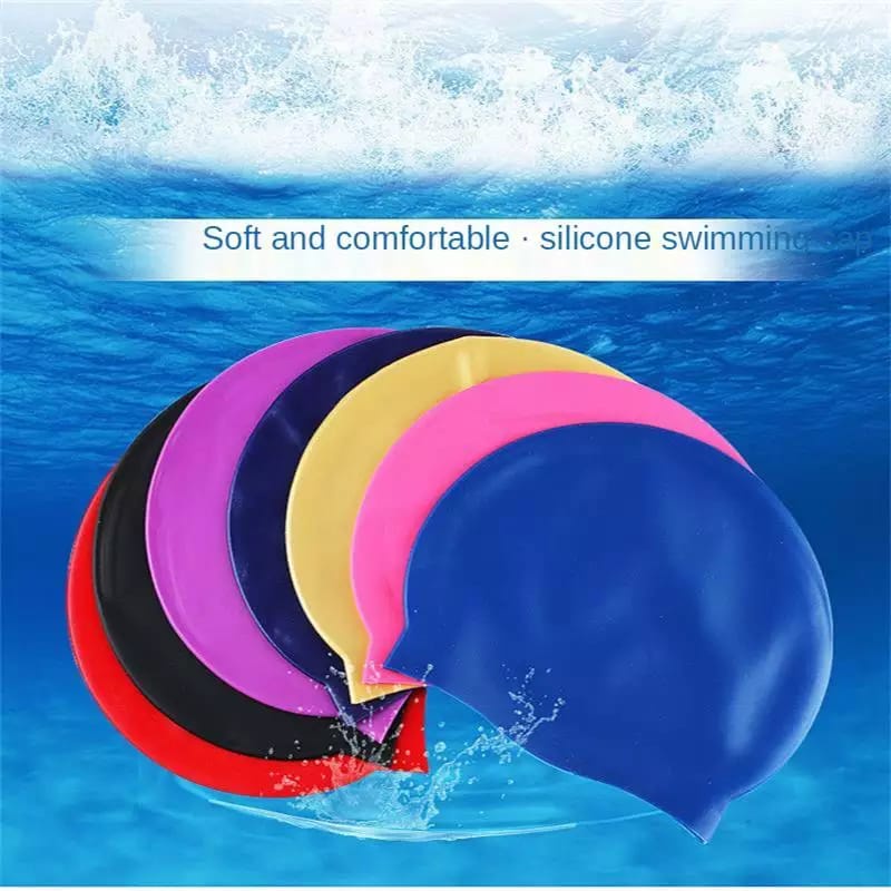 Topi Renang Penutup Kepala Silicone Lentur Anti Air Silicone Swim Cap Remaja Dewasa Pria Dan Wanita Penutup Kepala Renang All Size