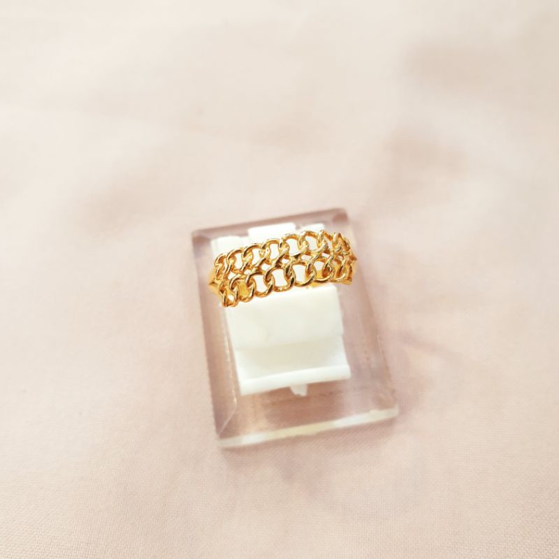 Cincin model rantai double emas asli kadar 300