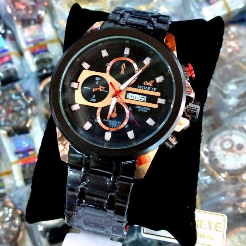 JAM MIRETE SPORT PRIA RANTAI TAINLIS  TAHAN AIR ( COD )  Jam Tangan Kasual Pria Quart Analog Mewah Elegan Import Terbaru | Jam Tangan Cowok Bestseller MIRETE WATCH | Jam Tangan Pria Tahan Air Free Box Warna Silver, Hitam, Hitam Rosgold, Gold | Jam MIRETE