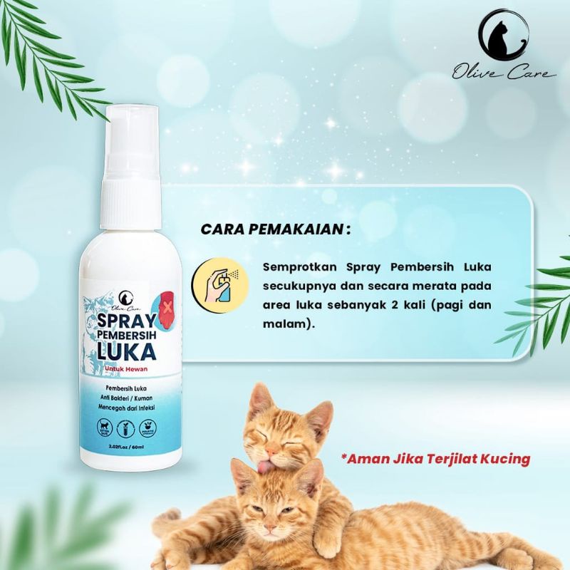 Olive Care Spray Pembersih Luka Untuk Hewan Anti Bakteri dan Cegah Infeksi