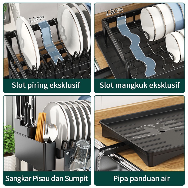 Rak Dapur Rak Piring Rak Peniris Rak Penyimpanan Dapur dengan Baki