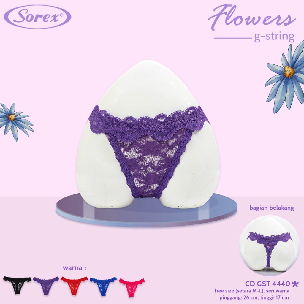 Celana Dalam Wanita Seksi Flowers G-string Sorex Dewasa Renda 4440 Freesize M-L