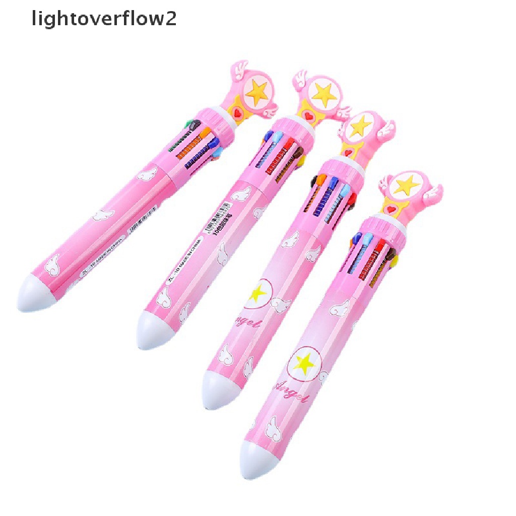 (lightoverflow2) 1pc Pulpen 10 Warna Dengan Hiasan Kartun Hewan