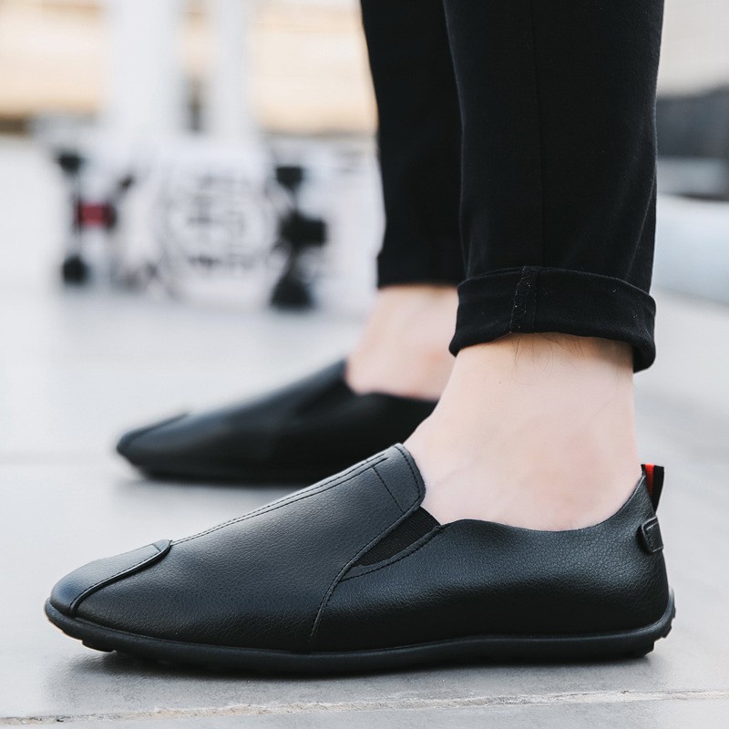 Sepatu Pria Slip on Casual Sepatu Kulit Hitam Formal Sepatu Kerja