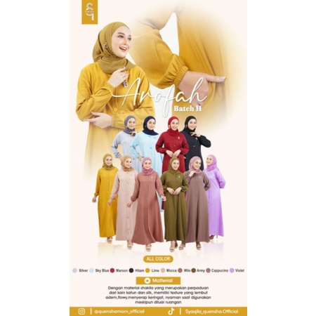 READY - Gamis AROFAH by Quenshamom_Official // Gamis Murah Berkualitas