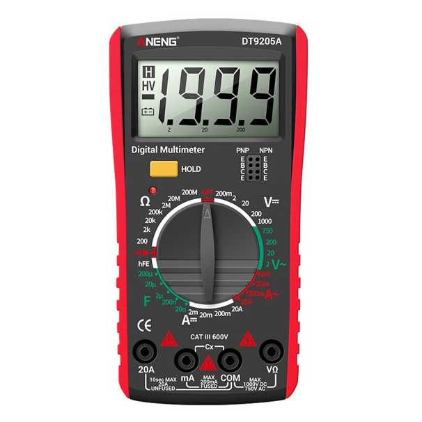 Multimeter Digital Avometer Multitester NCV DT9205A DMM Multimeter Profesional Digital HFE AC DC Tegangan Saat Ini 1000V 20A Tester Dioda Kontinuitas Resistensi Kapasitansi ANENG Digital Multimeter Voltage Tester - DT9205A-3
