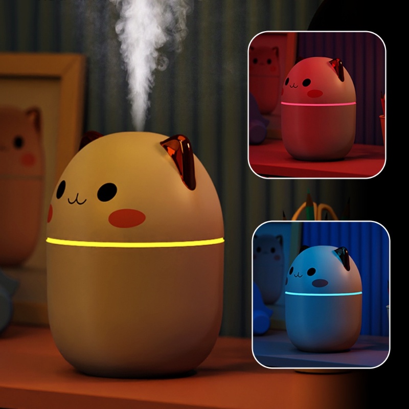 Humidifier Pelembab Udara Mini Kapasitas 250ml Dengan Lampu Malam LED Dan Dua Mode