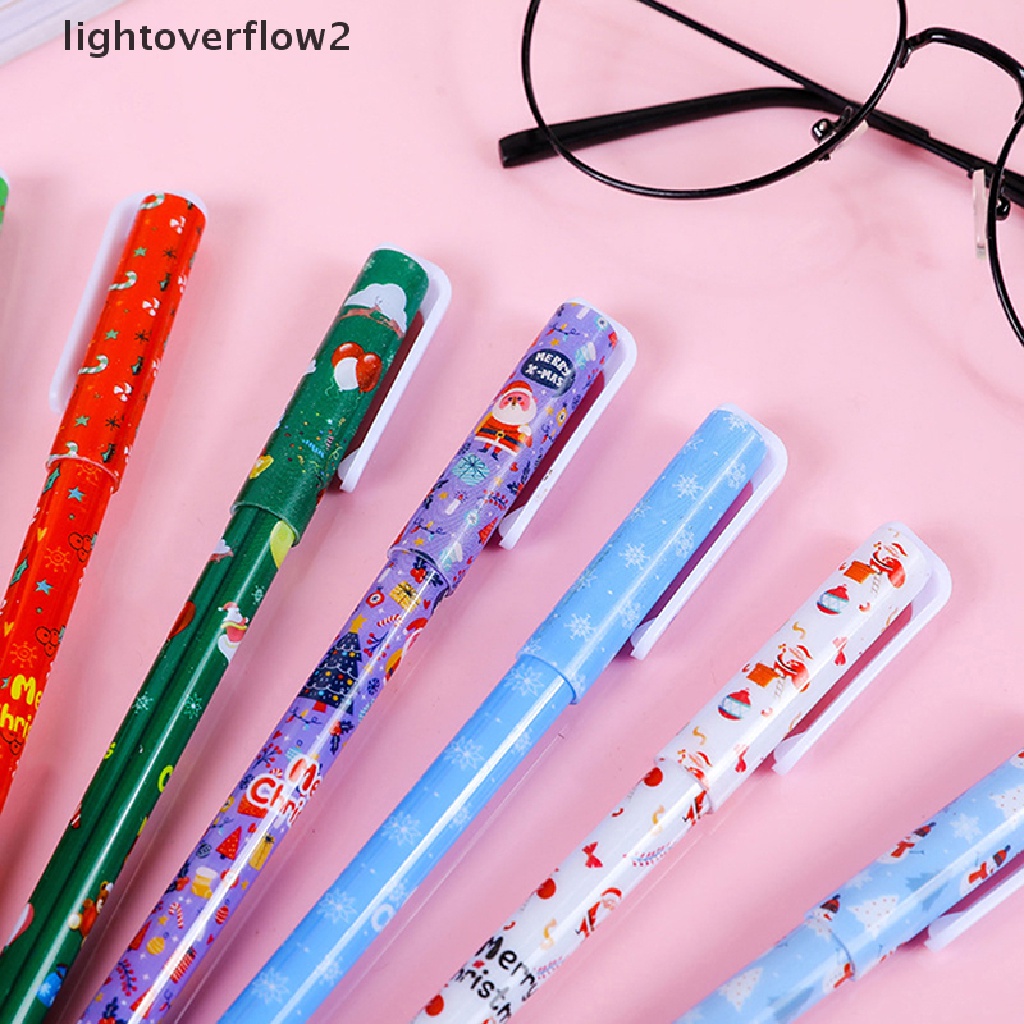 (lightoverflow2) 10pcs / Set Pulpen Gel Motif Kartun Natal Untuk Stationery Sekolah / Kantor