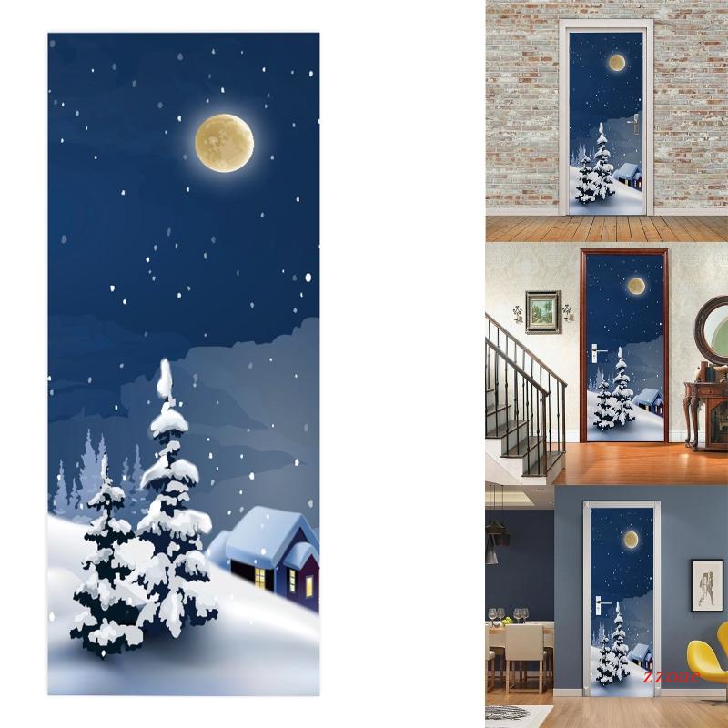 Zzz 2pcs / set Stiker Dinding / Pintu / Kulkas Anti Air Motif Natal Untuk Dekorasi Rumah