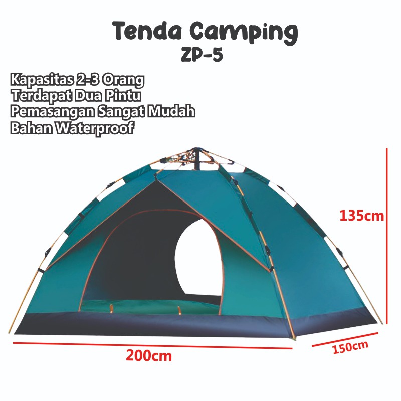 PROMO Tenda Camping Otomatis Biru Kapasitas 3 Orang Tenda Otomatis Outdoor &amp; Indoor Tenda Gunung serbaguna