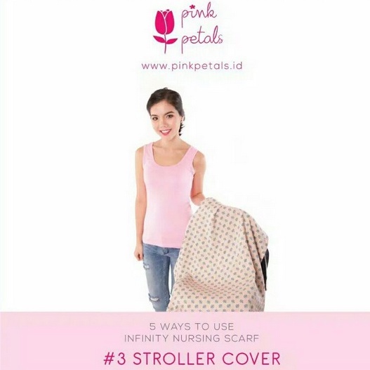 Pink Petals 5 in 1 Nursing Cover Scarf Baby Blanket Burp Cloth Multifungsi Kain Menyusui Selimut