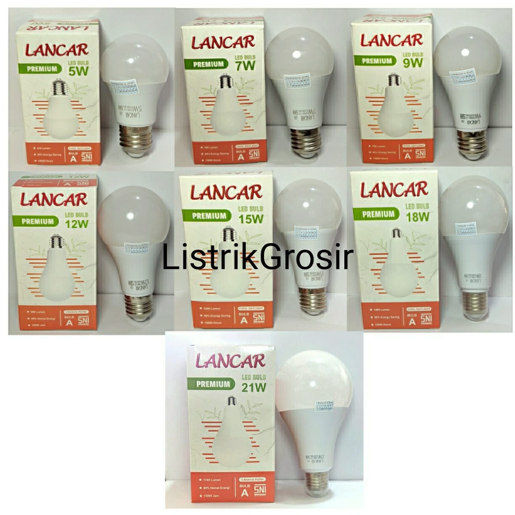 Lampu Led LANCAR PREMIUM A Bulb 7w 7Watt Bohlam Led Bergaransi 1Thn