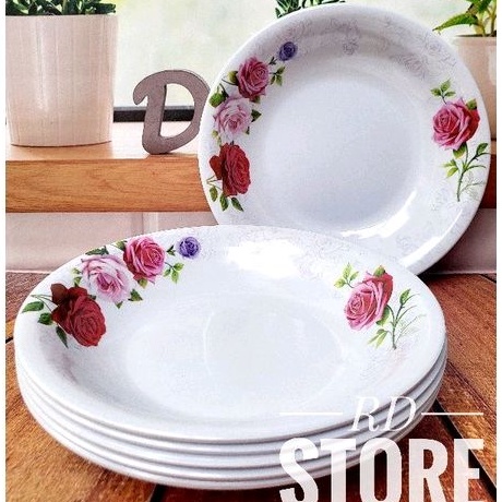 PROMO 6.PCS PIRING MAKAN CEKUNG MOTIF BAHAN MELAMINE WARE TEBAL DAN ANTI PANAS