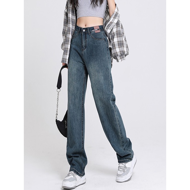 Jeans Wanita Pinggang Tinggi Terbaru/ Highwaist Straight Loose Kasual Jeans Wanita