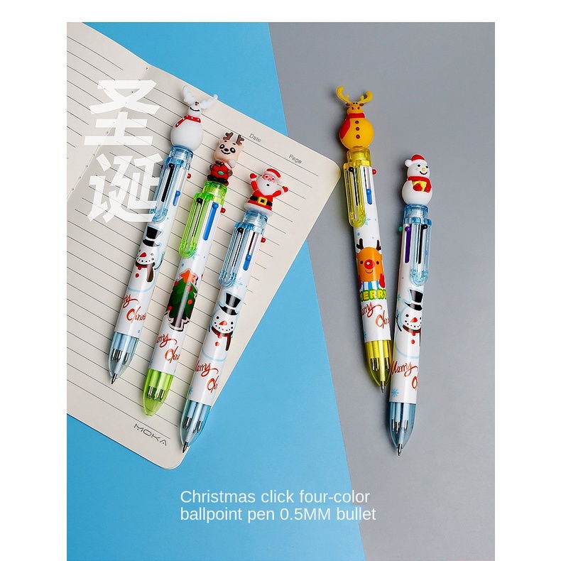 1 Pcs Baru Gel Pena Kartun Santa Claus 6-warna Tekan Kreatif Tangan Pulpen Kawaii Bolpoin Hadiah Sekolah Kantor Stationary