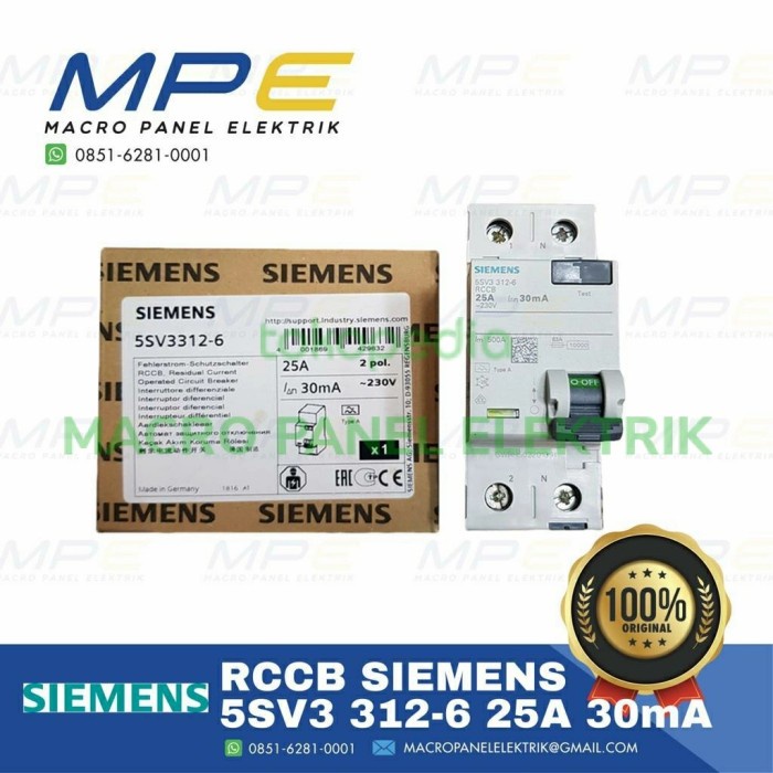 Rccb / Elcb Siemens 5Sv3312-6 2P 25A 30Ma Original