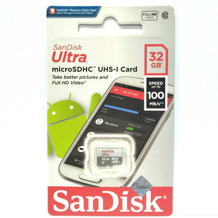 KARTU MEMORI SANDISK ULTRA UP TO 100 MBPS  MICRO SD CLASS 10 ORIGINAL GARANSI 5 TAHUN