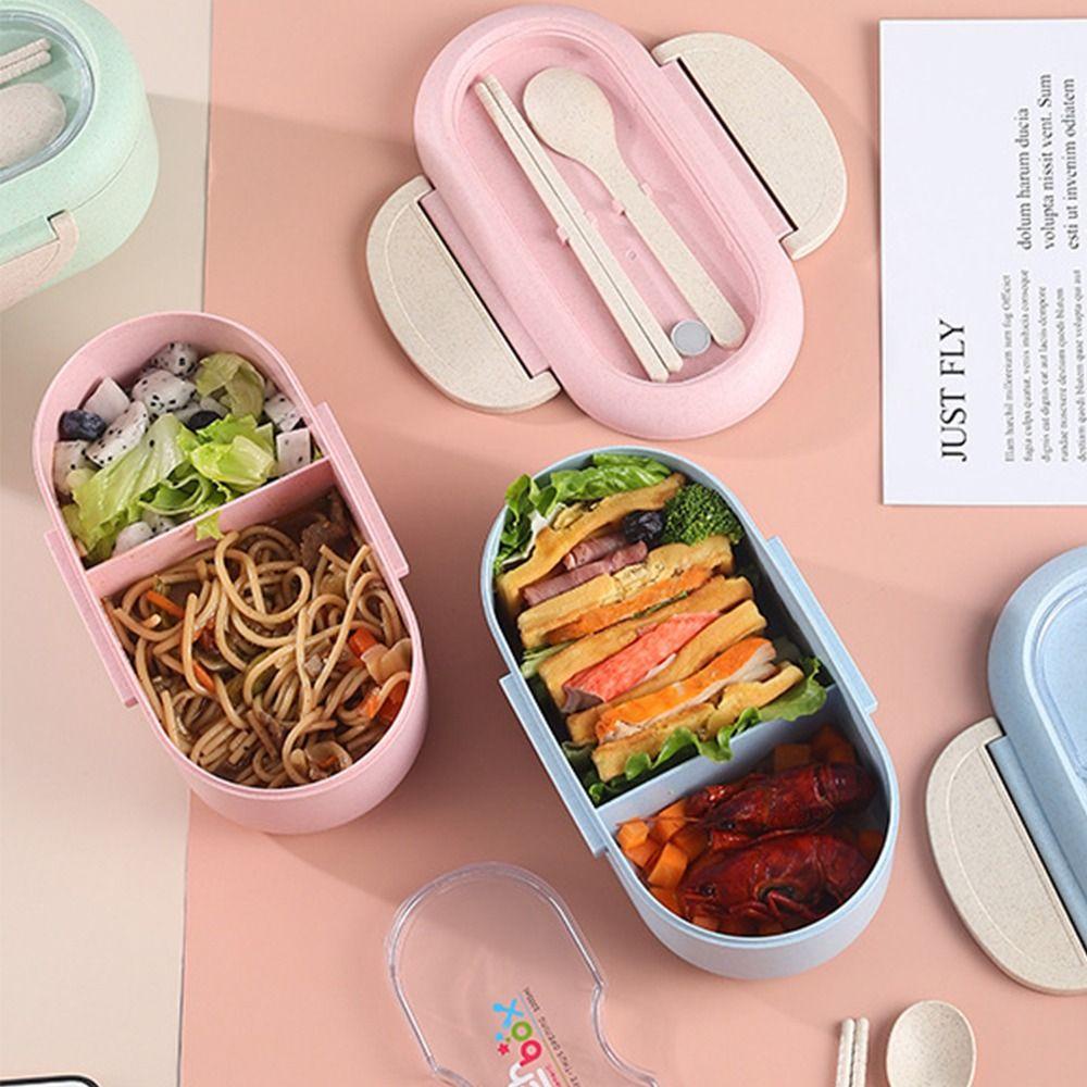 Solighter Lunch Box Microwavable Untuk Pelajar Pekerja Kantor Dengan Sendok Wadah Makanan