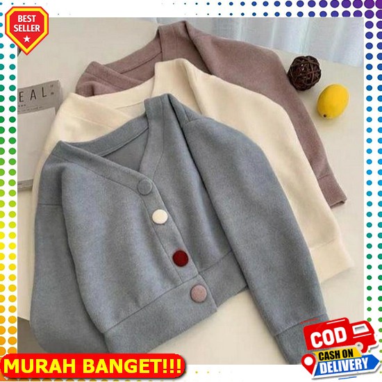 Cardigan Muslimah Baju Hangat Jaket Wanita Rajut Korean Style Jumbo Premium Korea Suwiter Cewek Oversize Terbaru Kekinian Cod - Lenka Croped Jacket Korean Style Premium Fleece Tebal Fit S - L - Outerwear Remaja Wanita Sweater Crop Termurah