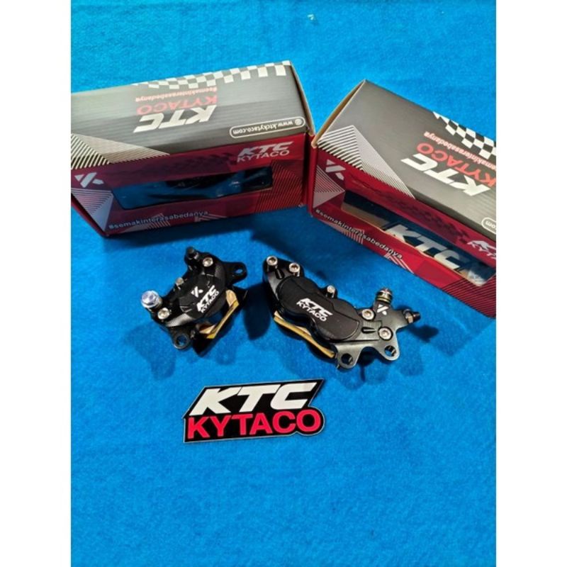 kaliper ktc kytaco set depan belakang universal  buat rubahan ada black gold red utk depannya 4p besar dan Belakang 2p besar Original by ktc kytaco