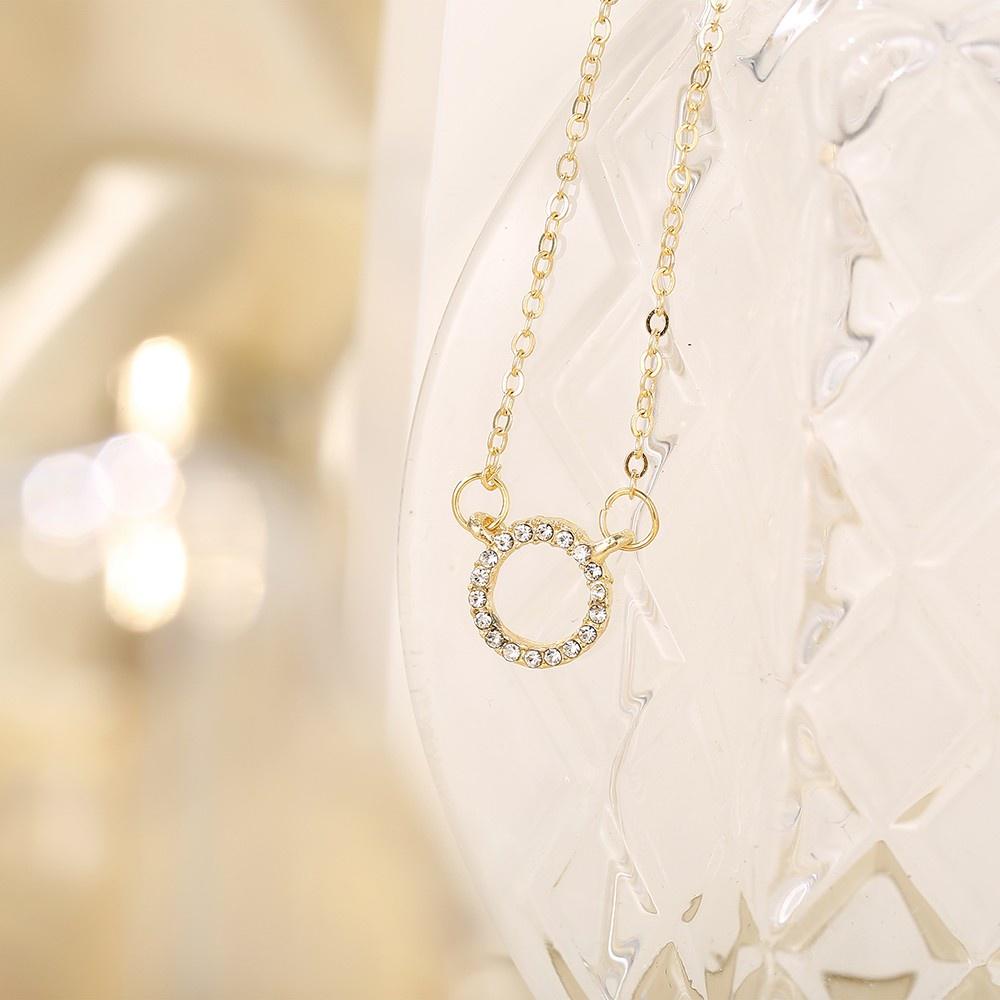Kalung Wanita Liontin Lingkaran Cincin dengan Kristal Dalika