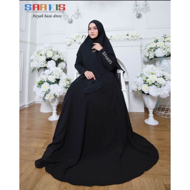 Gamis set hitam sward sarkis Gamis set dewasa sarkis original Pakaian muslim dewasa Gamis set wanita