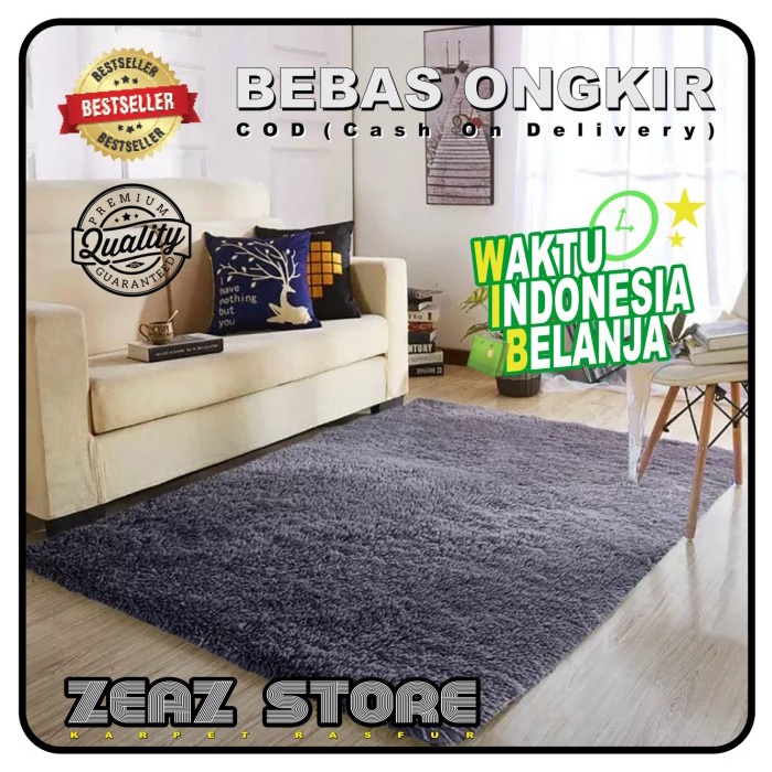 KARPET BULU karpet bulu rasfur karpet lantai 100x150x2,5cm - Biru rasfur tebal kamar tidur premium j