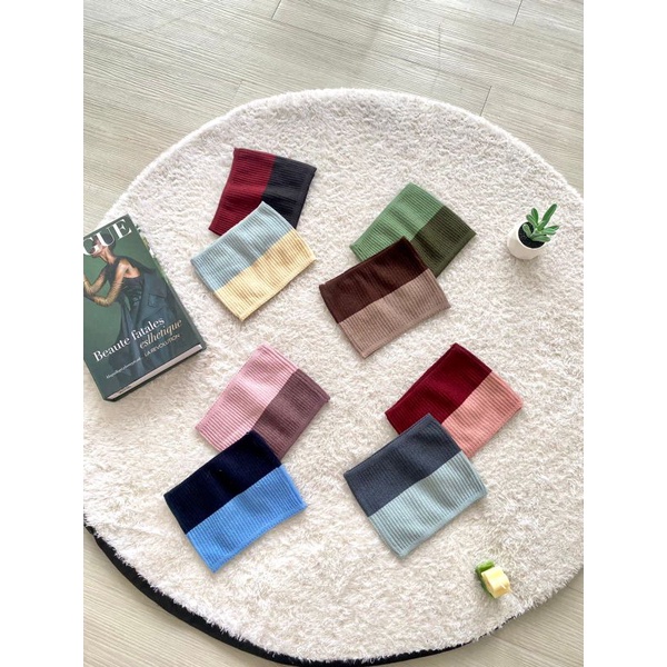 Ciput Bandana Rajut 2 Warna - Inner Jilbab twotone - Dalaman kerudung best seller terbaru 2 in 1 - h