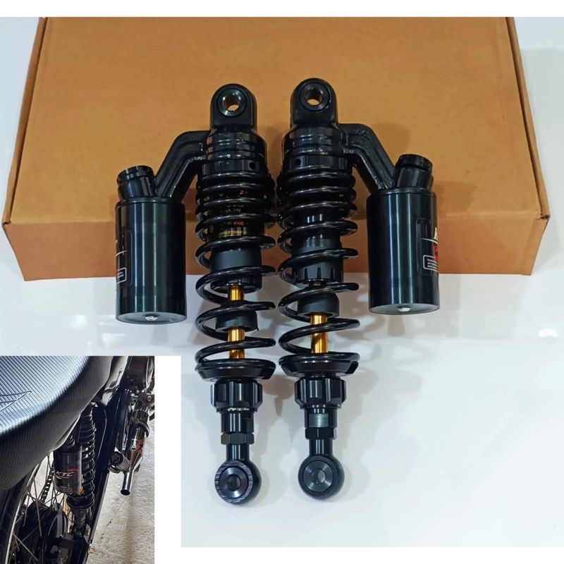 shock shockbreaker tabung black as gold 280-320-340mm SHOCKBREAKER BELAKANG BEBEK MATIC DOUBLE TABUNG FULLBLACK AS GOLD 280-320-340