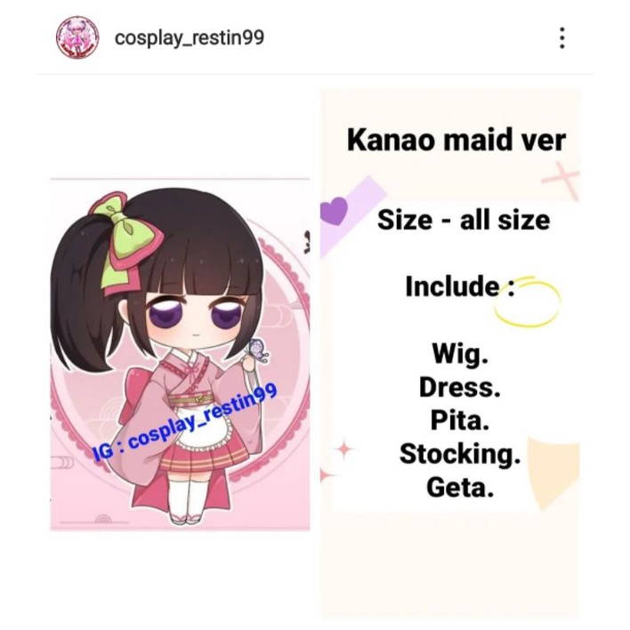 rental sewa kostum cosplay anime kanao maid ver