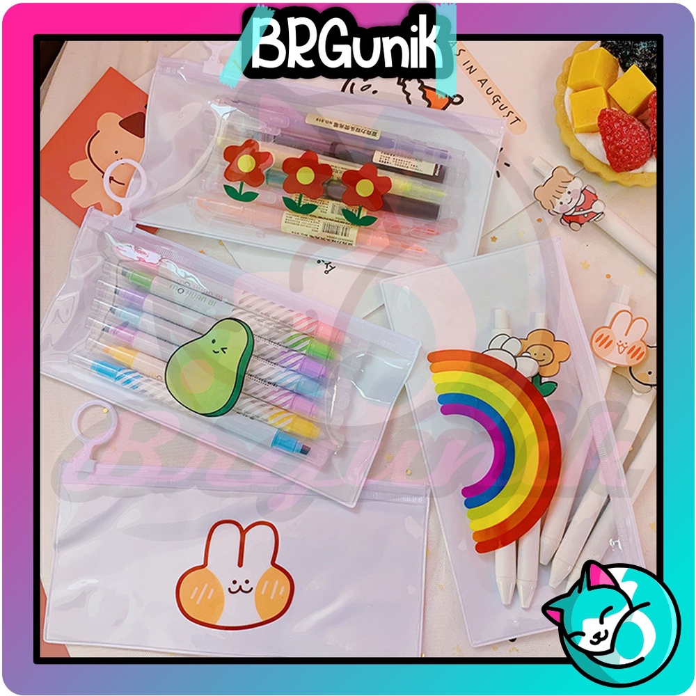 

BRGUNIK Travel Pouch Karakter Lucu Food Grade Zipper dan Serut Organizer Serbaguna Tas MakeUp Kosmetik Motif R444 R799