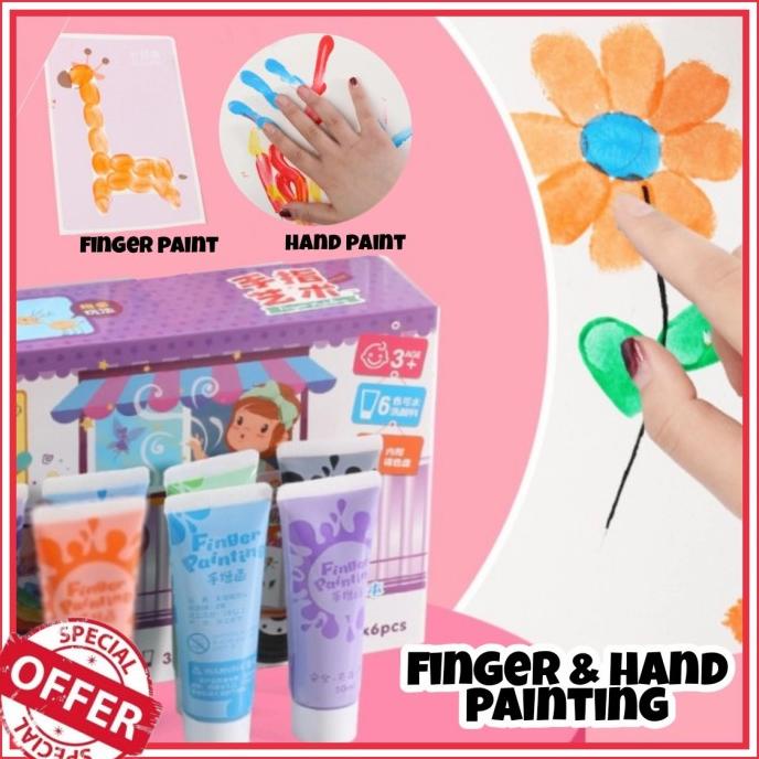 

[COD] finger hand painting kit / melukis khusus anak / cat air tangan jari TERBATAS Kode 1071