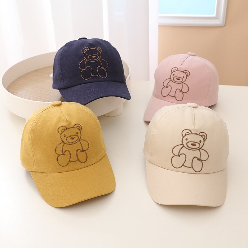 COD- Topi anak anak unisex premium / topi lucu anak anak usia 1-4 tahun / Topi anak anak Motif LINE BEAR impor