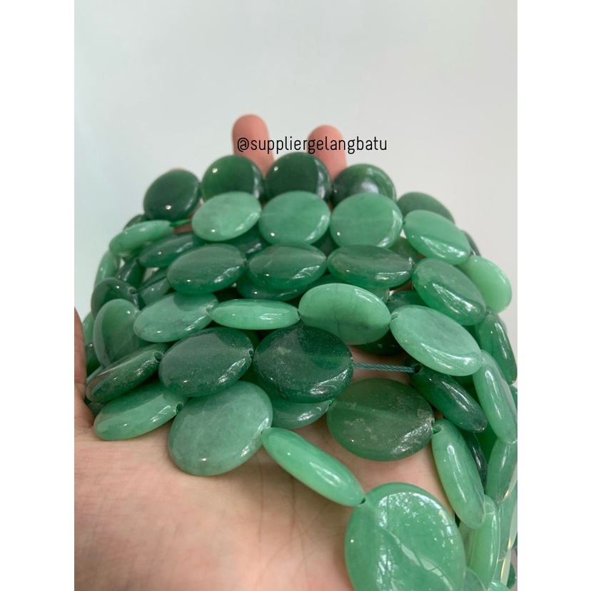 Batu GREEN JADE bulat 25mm aksesoris bahan gelang kalung GIOK HIJAU