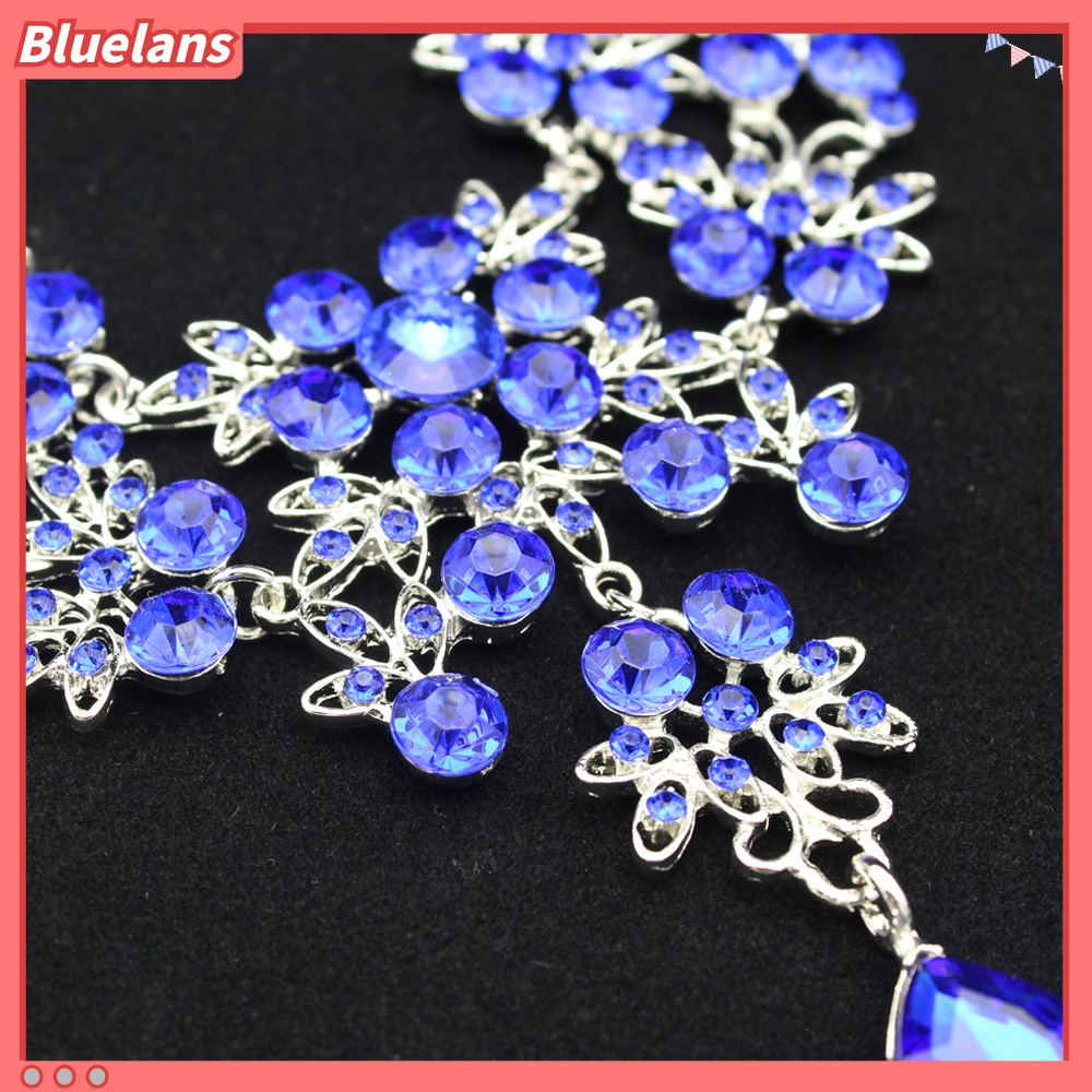 Bluelans Set Perhiasan Kalung Anting Wanita Dengan Liontin Bunga Bahan Akrilik Untuk Pesta Pernikahan