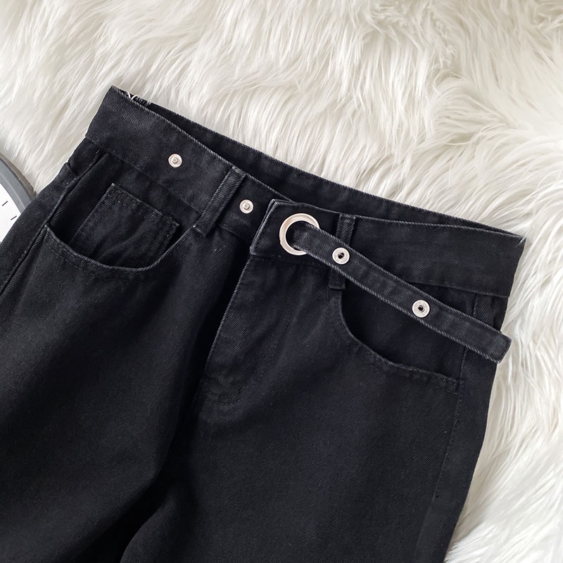 Highwaist Loose Jeans Wanita--Celana Kulot Jeans Highwaist (realpict)