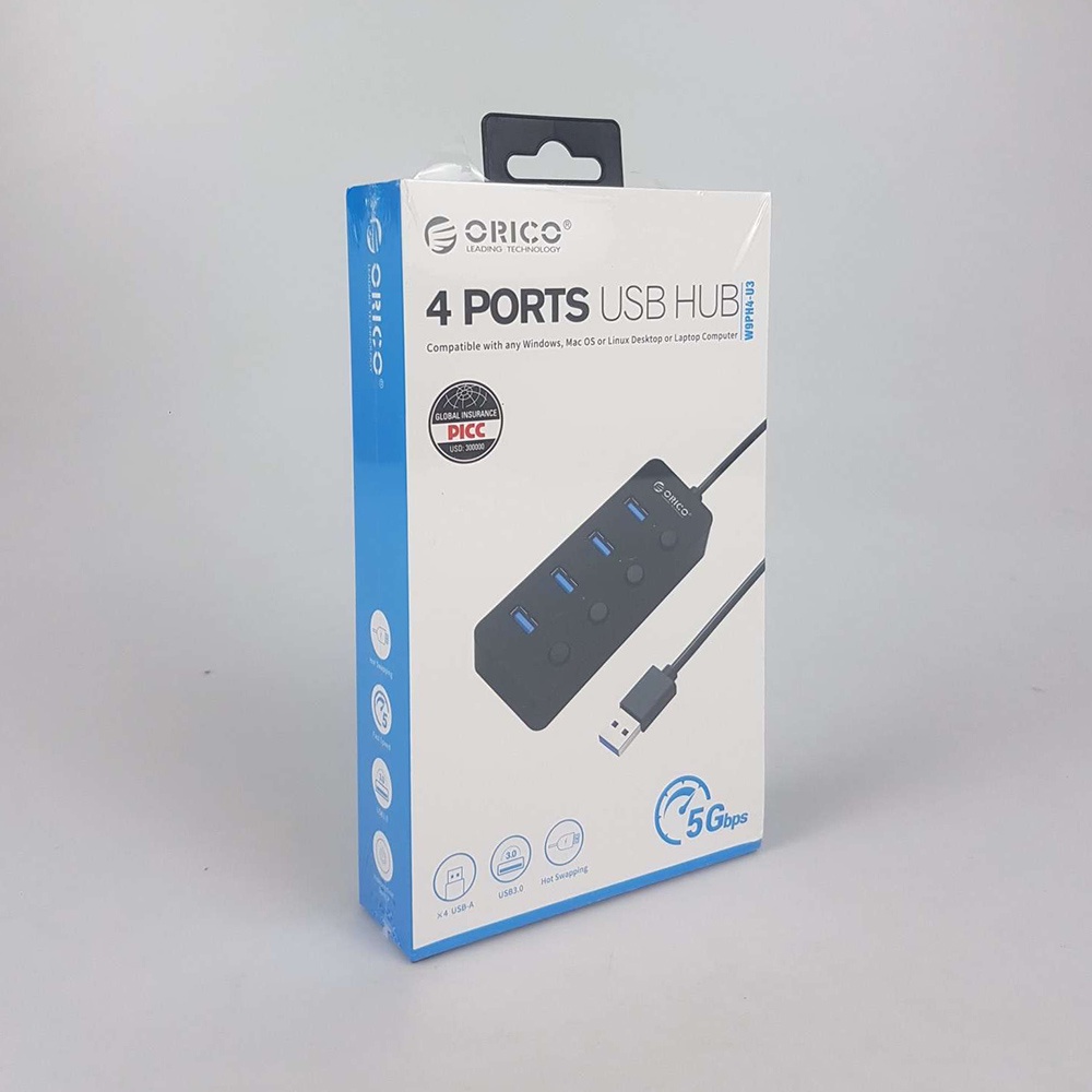 G8UI Orico Usb 3.0 High Speed Usb Hub 4 Port With On/off Switch - W9ph4-v1 - Black Or-i