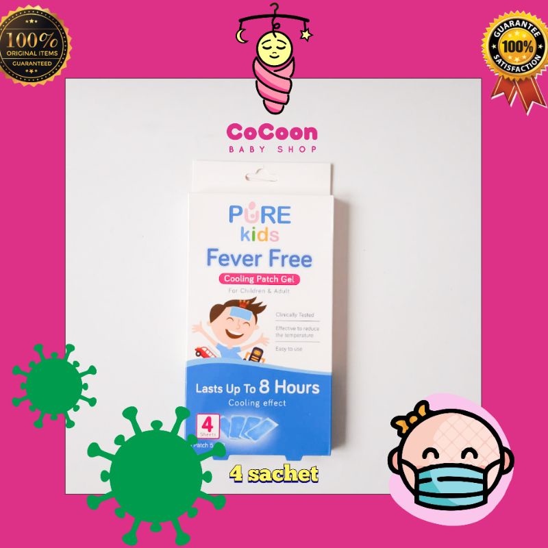 Penurun Demam Anak dan Dewasa Pure Kids Fever Free Cooling Patch Ecer 1 pcs