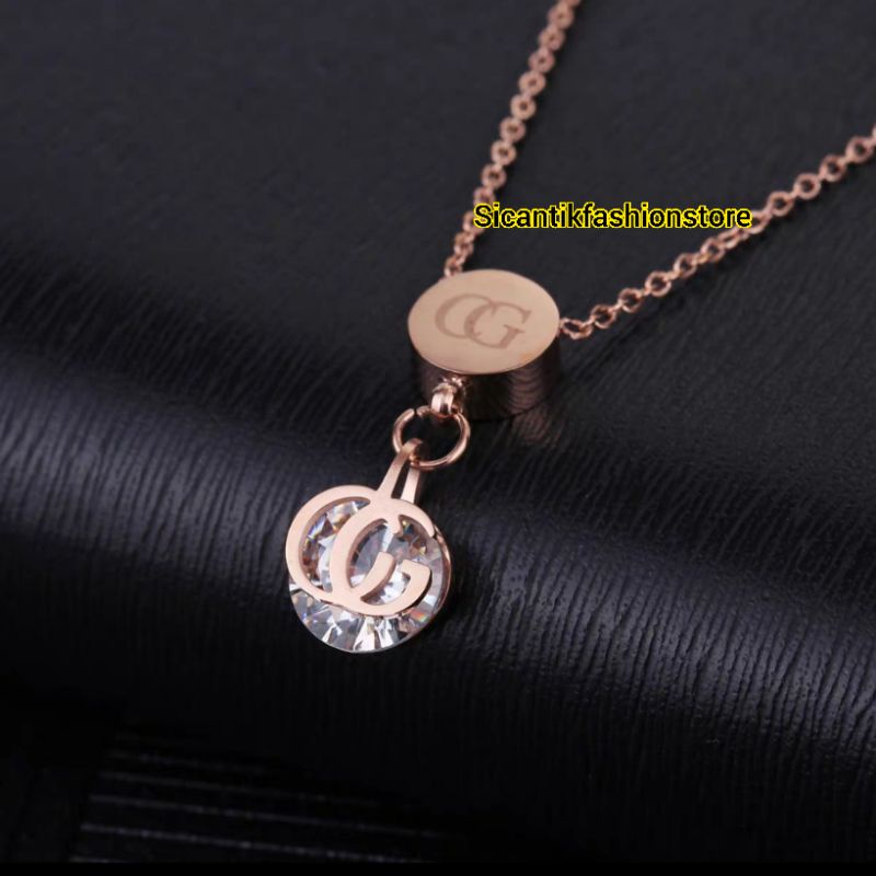 Kalung Wanita Titanium Rantai Rose Gold Liontin Permata GCC  Terbaru Terlaris Anti Karat Selamanya Kalung Wanita Korea Liontin  Permata Viral 2022