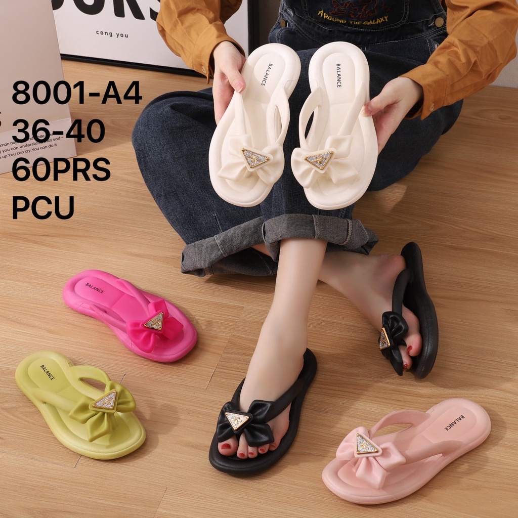Sandal Jepit Wanita Karet Import BALANCE Motif Pita / 8001-A4