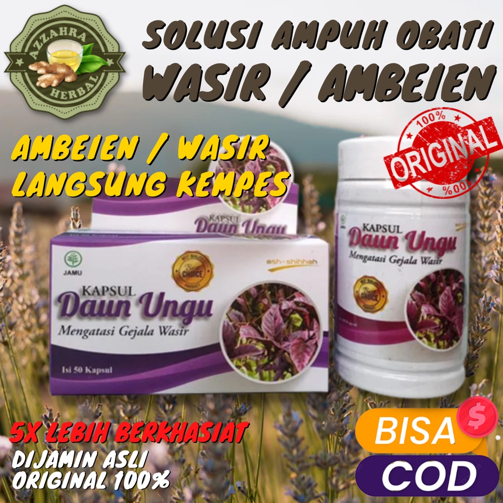 Kapsul Herbal Daun Ungu BPOM / Obat Ambeien Wasir Ambeyen Ampuh Benjolan Asli Ash Shihhah