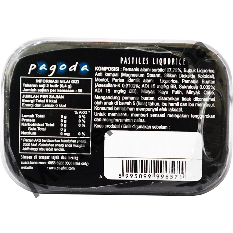 Pagoda Pastiles Rasa Liquorice 20 Gram - Permen Pelega Tenggorokan