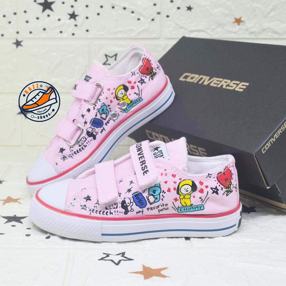 NEW ARRIVAL  6.6 SEPATU ANAK CEWEK COWOK CONVERS BTS BT21 SNEAKER TANPA TALI KETS LAKI LAKI PEREMPUA