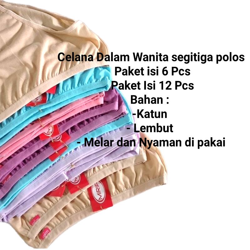 Celana dalam wanita segitiga warna random isi 12 pcs