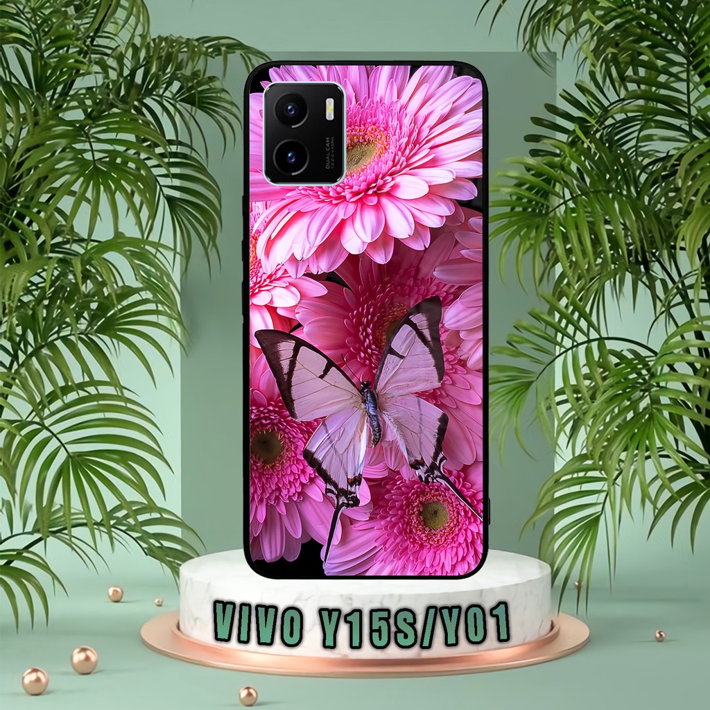 (SV69) Case Kilau Vivo Y15S/Y01 | Y15S | Y01 | Casing Hp Vivo | Pelindung Smartphone | Motif Flower