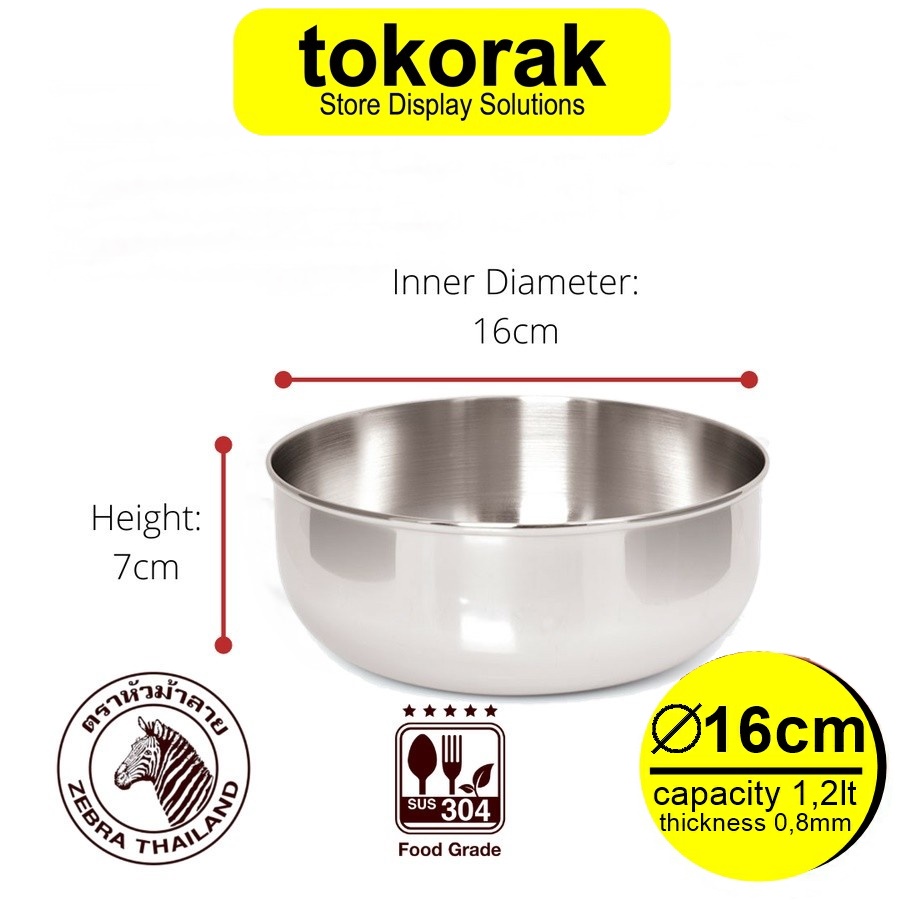 WATER BOWL 16 CM ZEBRA 111016 - MANGKOK STAINLESS - MANGKOK KOBOKAN