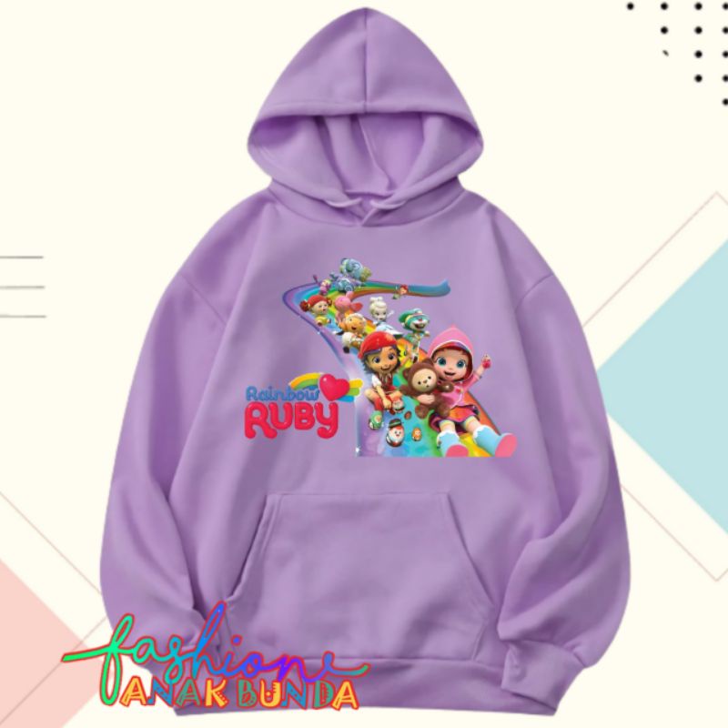 JAKET HOODIE ANAK RAINBOW RUBY TERBARU BAHAN TRBAL